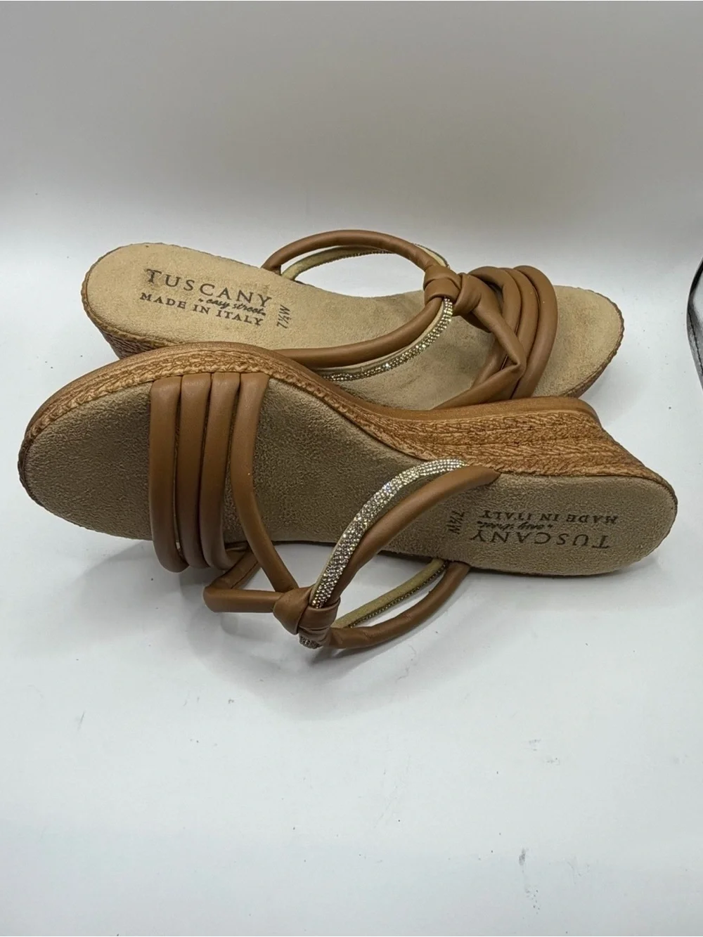 Tuscany by Easy Street Elvera Wedge Sandals w/Subtle Rhinestones